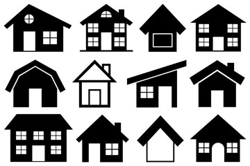 Collection of different houses isolated on white