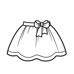 Skirt with bow outline for coloring on a white background