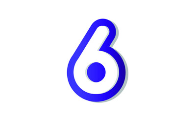 6 Cool Modern Blue 3D Number Logo