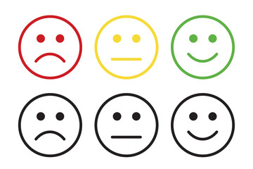 Fototapeta premium Face smile icon positive, negative and neutral opinion vector signs