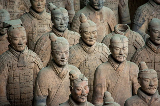 Terracotta Army, excavated terracotta sculptures at Emperor Qin Shi Huang burial place in Xian, China on August 4, 2015