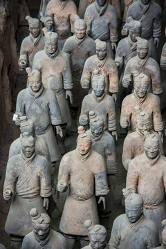 Terracotta Army, excavated terracotta sculptures at Emperor Qin Shi Huang burial place in Xian, China on August 4, 2015