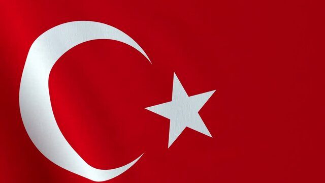 Waving Turkey flag. Turkish waved flag close up fabric texture. National Turkey background. 3d render 4k looped animation.