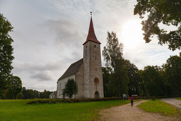 Fototapeta na wymiar High rural church in Suure-Jaani, Estonia.