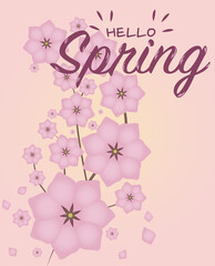 Hello Spring text phrase. Trendy font poster, card, print, planner cover.