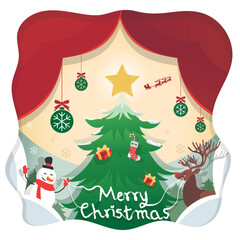 Greeting Christmas Background With Snowman Design Assets