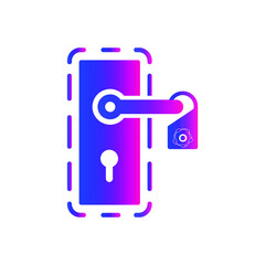 Door security lock icon. Digital lock, wifi lock, door protection lock icon with vector illustration and flat shape.