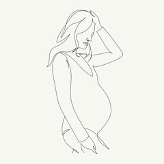 linear silhouette of a pregnant girl