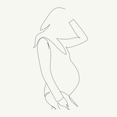 linear silhouette of a pregnant girl