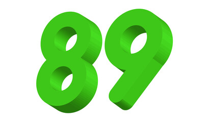 89 Simple Modern Green 3D Number
