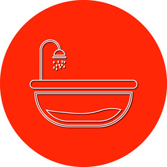Bathtub icon. washing, shine, shower, water drop icon with vector illustration.