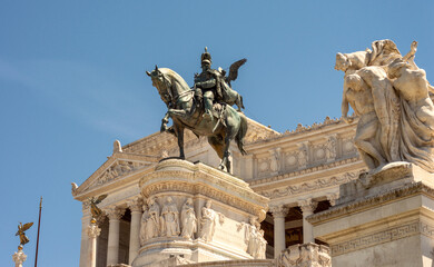 Fototapeta na wymiar Altare della Patria monument in honor of Victor Emmanuel, first king of unified Italy, in Rome on May 4, 2015