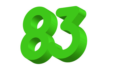 83 Simple Modern Green 3D Number