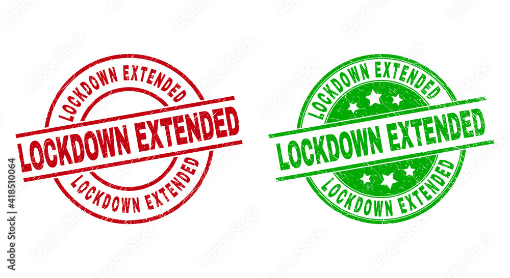 Canvas Prints round lockdown extended stamp badges. flat vector distress stamp watermarks with lockdown extended t