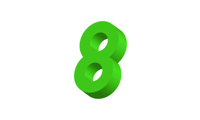 8 Simple Modern Green 3D Number