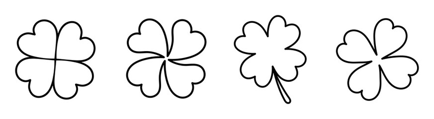Set of clover leaves by line. Vector illustration. St.Patrick 's Day