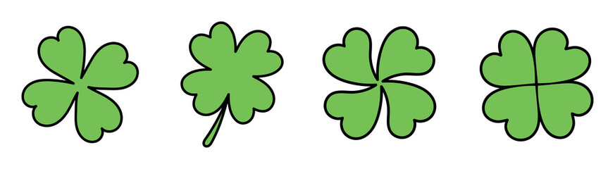 Fototapeta premium Set of green leaves of clover. Vector illustration. St.Patrick 's Day
