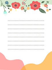 おしゃれな花のお手紙フレーム落書き風