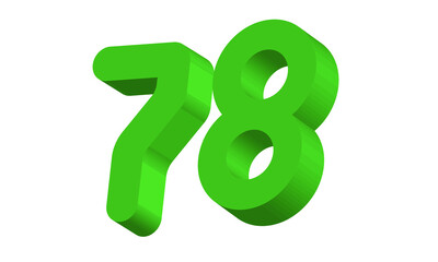 78 Simple Modern Green 3D Number