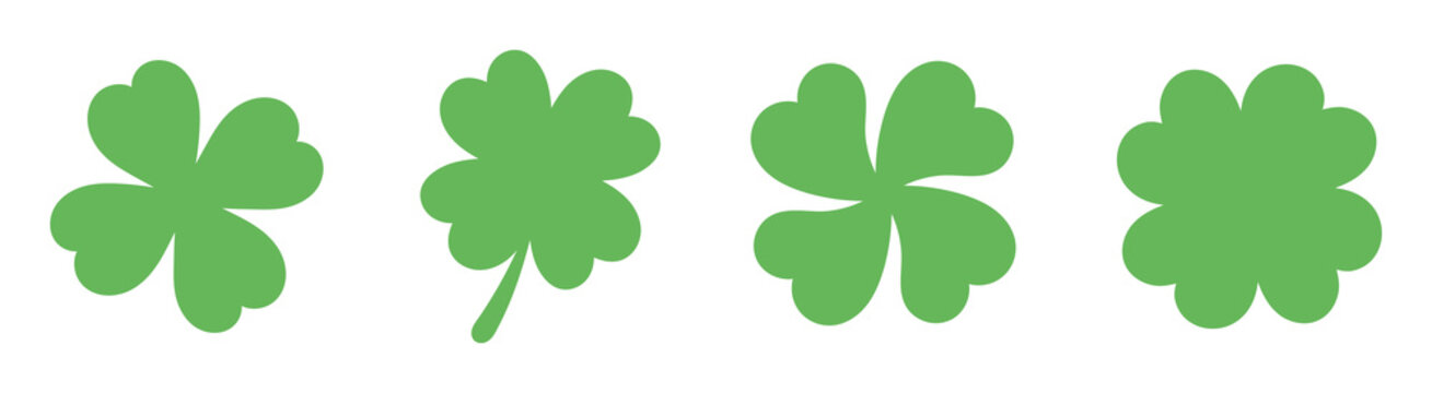 Set of green leaves of clover. Vector illustration. St.Patrick 's Day