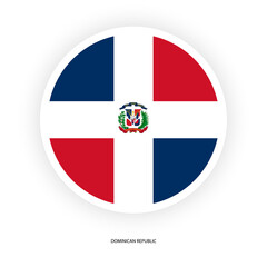 Dominican circle flag on white background. Dominican Republic button flag isolated on white background.