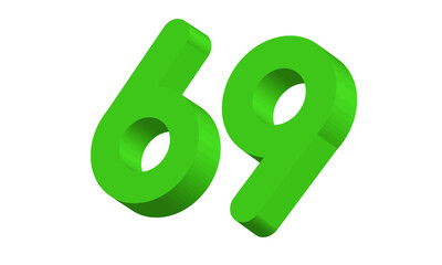 69 Simple Modern Green 3D Number