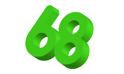 68 Simple Modern Green 3D Number