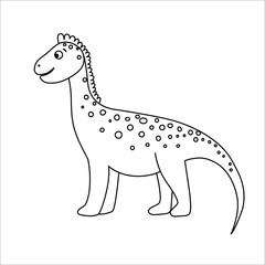 Vector black and white dinosaur icon isolated on white background. Dino outline drawing. Cute prehistorical picture for kids..