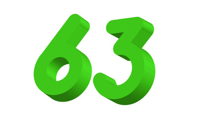 63 Simple Modern Green 3D Number