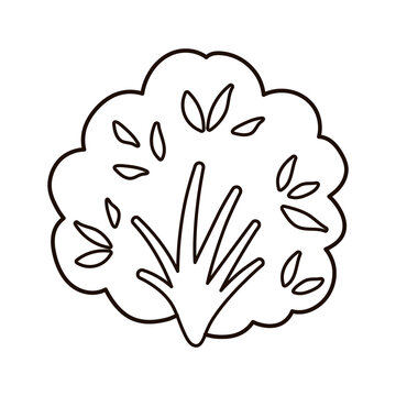 Vector black and white bush icon. Little outline shrub isolated on white background. Line spring garden illustration. Gardening or forest picture.