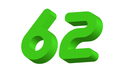 62 Simple Modern Green 3D Number