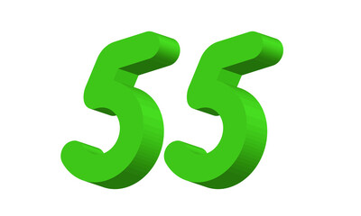 55 Simple Modern Green 3D Number