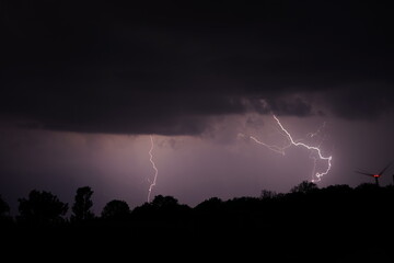 Fototapeta na wymiar lightning in the sky in thunderstorm