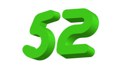 52 Simple Modern Green 3D Number