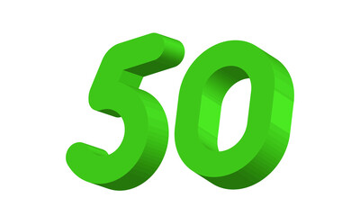 50 Simple Modern Green 3D Number