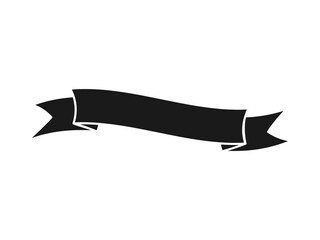 Ribbon banner icon. Ribbon black silhouette. Flat style vector isolated on white