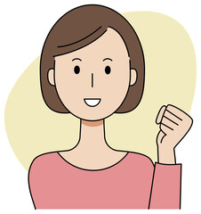 ガッツポーズで励ます女性のベクターイラスト