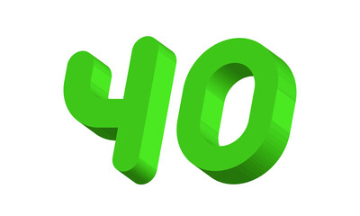 40 Simple Modern Green 3D Number