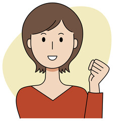 ガッツポーズで励ます女性のベクターイラスト