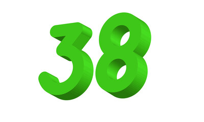 38 Simple Modern Green 3D Number