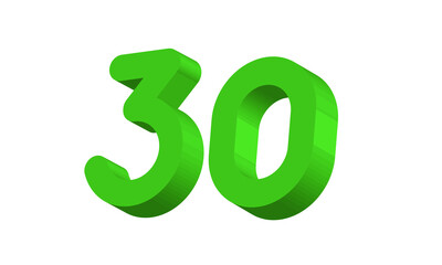 30 Simple Modern Green 3D Number