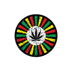 Obraz premium Weed Label Logo. Cannabis Leaf with Beam Style Background. Business Mark Vector