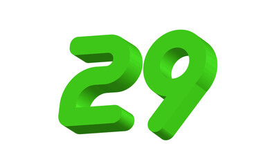 29 Simple Modern Green 3D Number