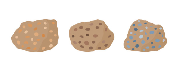 Conglomerate rock specimen illustration. Sedimentary rock .