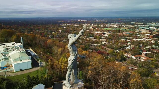 Birmingham, Vulcan Statue - Full Overview, Drone Flying, Alabama