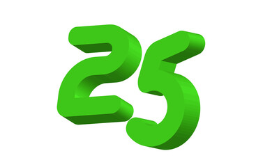 25 Simple Modern Green 3D Number