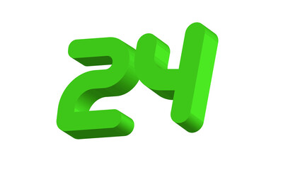 24 Simple Modern Green 3D Number