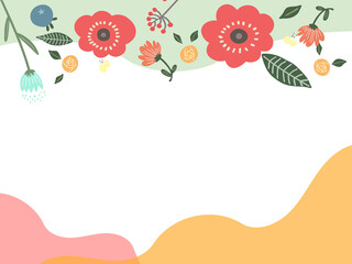 おしゃれな花のフレーム落書き風