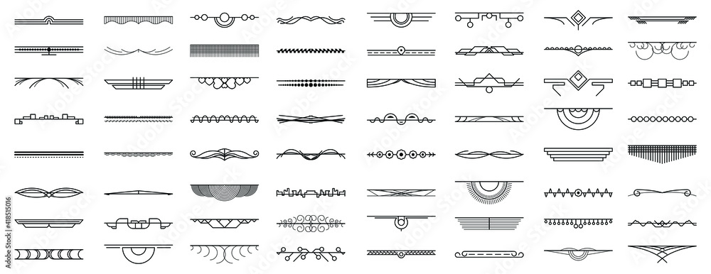 Poster set black simple line collection doodle border elements vector design style sketch isolated illustra