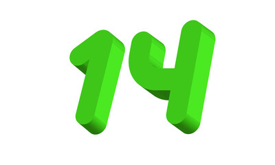 14 Simple Modern Green 3D Number